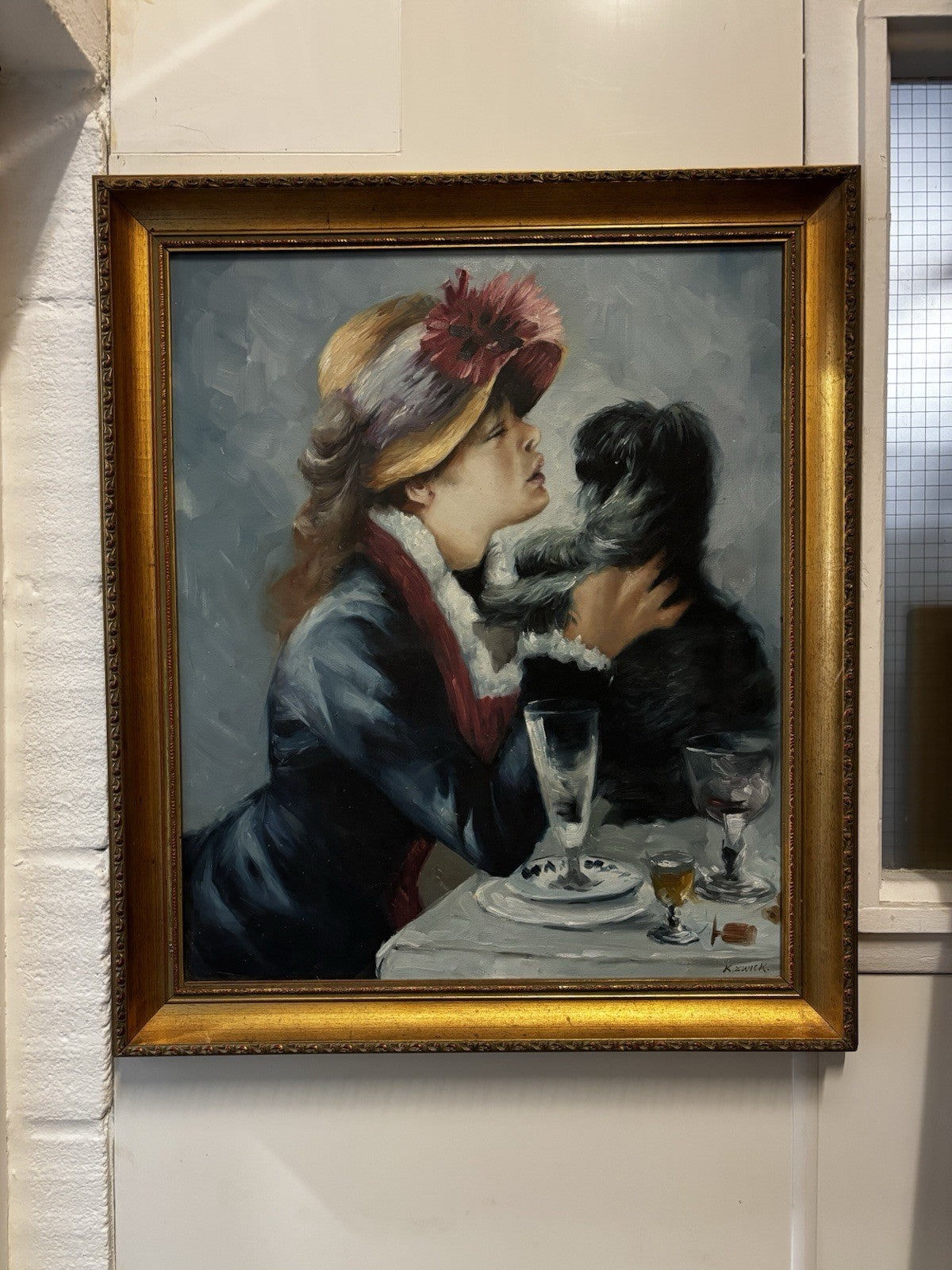 After Renoir. Oil On Canvas " Luncheon On The Boating Park " 71 X 61 Cms
