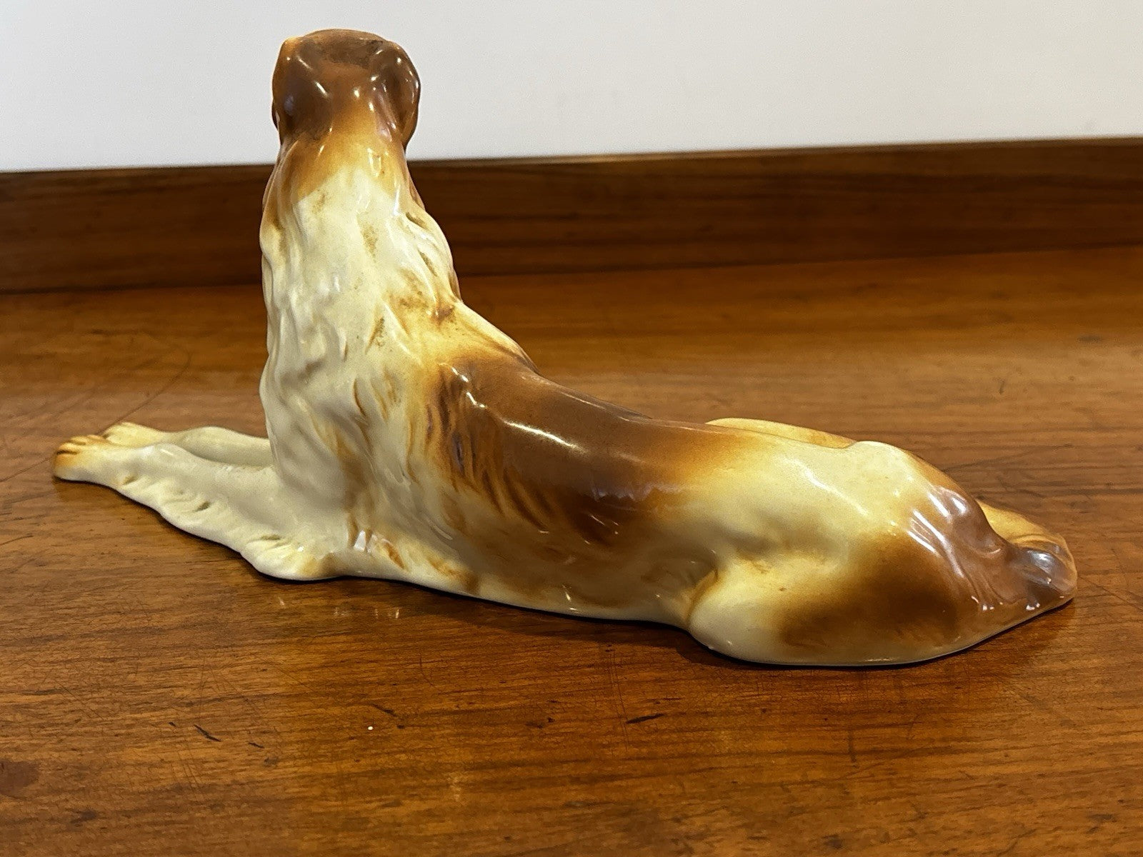 Antique Royal Dux porcelain borzoi dog. Large In Size.