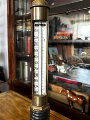 Antique Industrial Brass Boiler Thermometer With Sliding Window On Stand