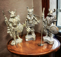 3 Solid Brass Viking Figures. Highly Detailed.