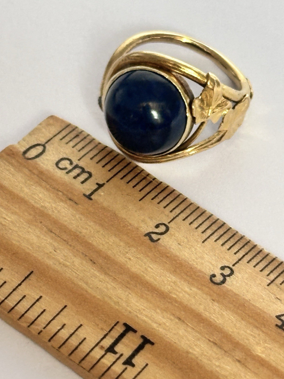 Antique 18ct Yellow Gold Lapis Lazuli Leaves Foliage Detail
