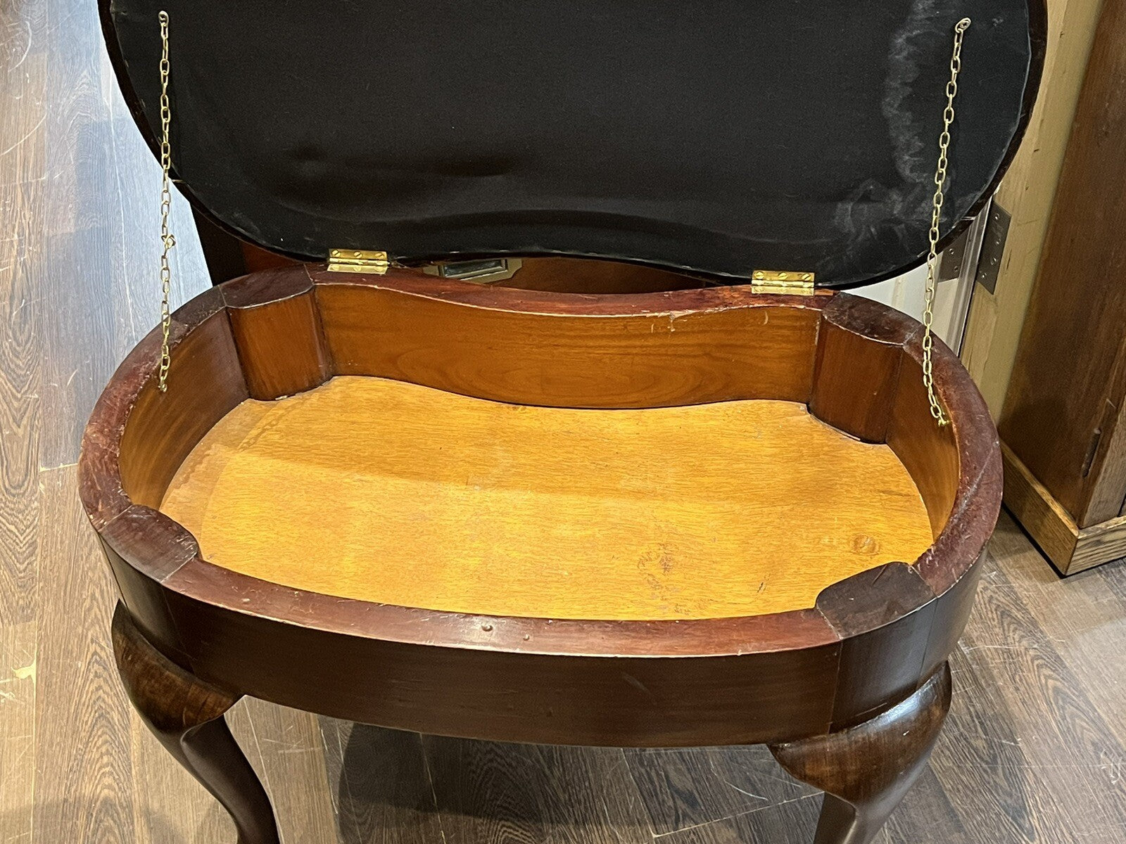Antique Stool With New Upholstery. Perfect Dressing Table / Piano Stool.
