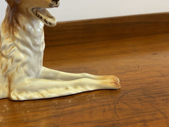 Antique Royal Dux porcelain borzoi dog. Large In Size.