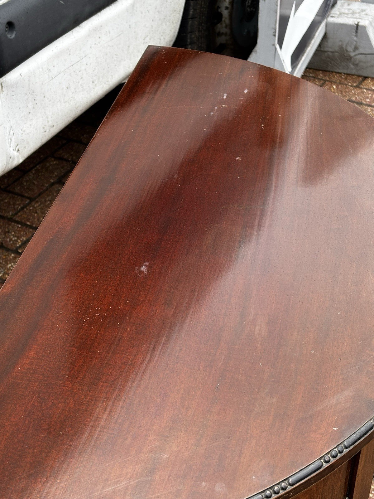 Antique Mahogany Games /  Console Table With Fold Over Lid And Compartment