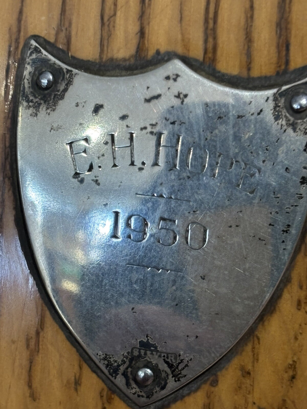 1940-61 Original PCC Darts League Championship Challenge Shield, Silver On Oak.