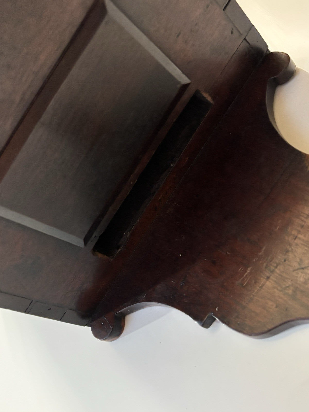 18th Century Mahogany Hooded Wall Clock, 6.5 Inch Dial.