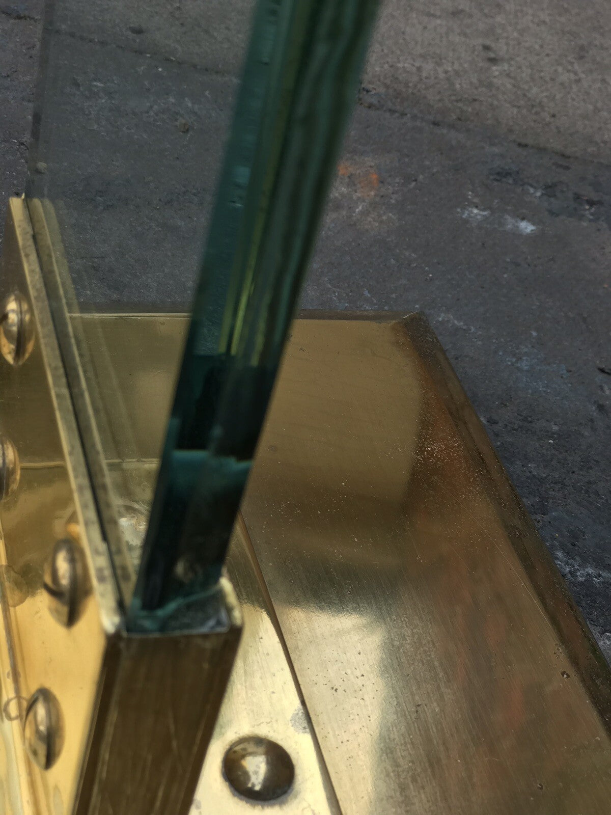 1980's Modernist Designer Glass And Brass Lamp
