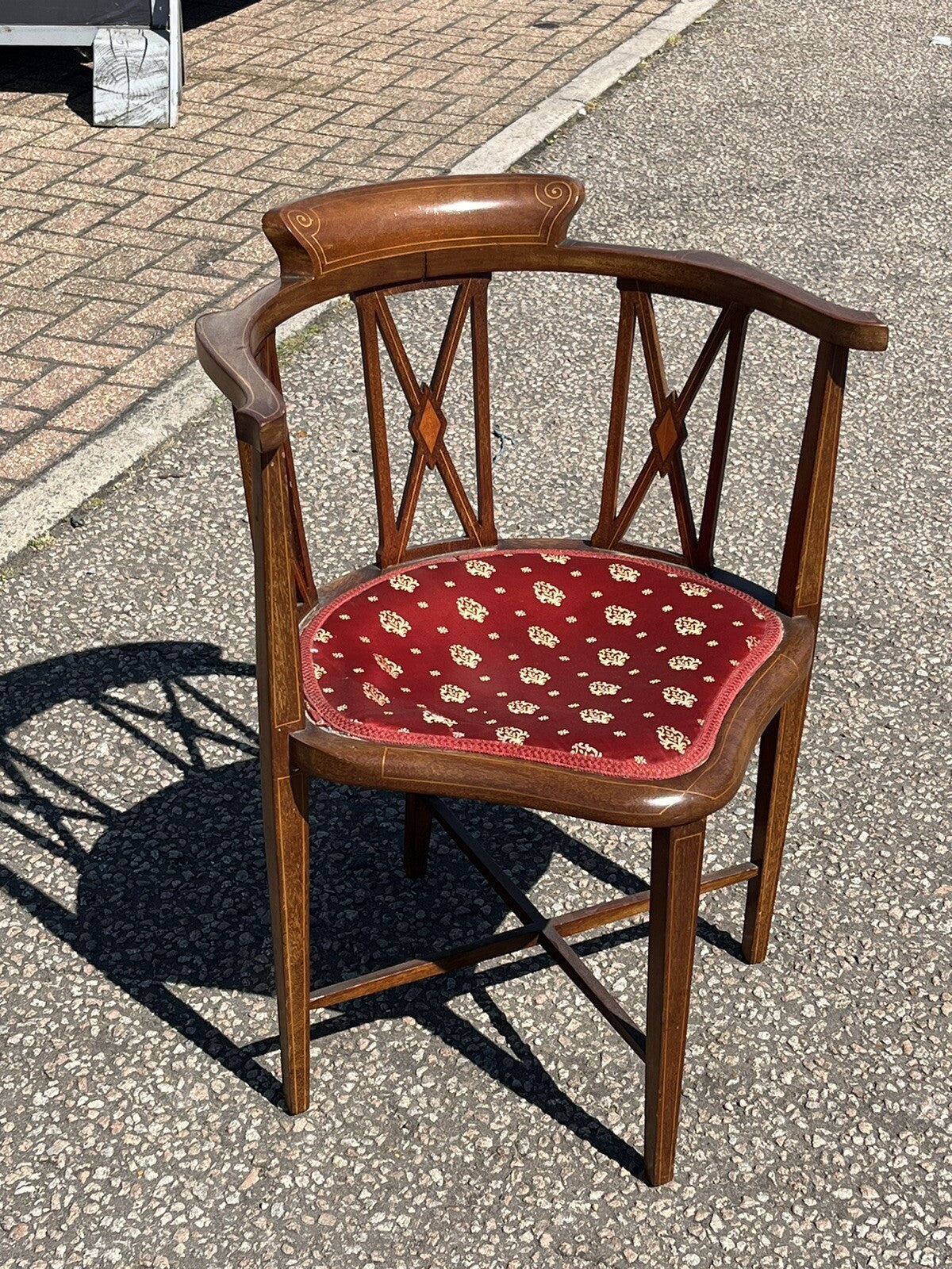Antique Inlaid Mahogany Armchair