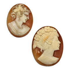 2 Vintage Carved Shell Cameo Unmounted