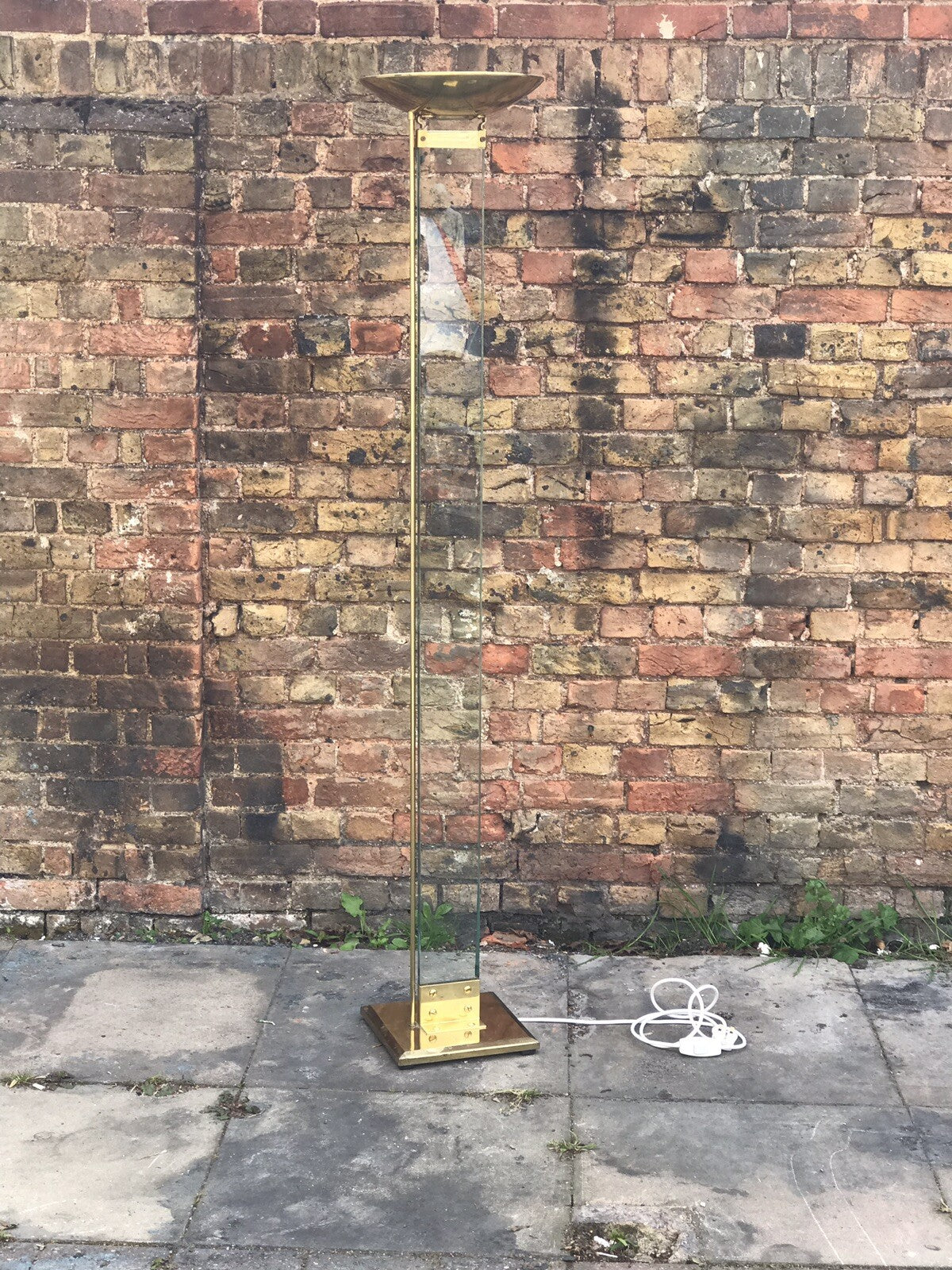 1980's Modernist Designer Glass And Brass Lamp