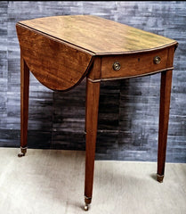 Antique Mahogany Sofa/Side Table. With Drawer, Fold Out Flaps