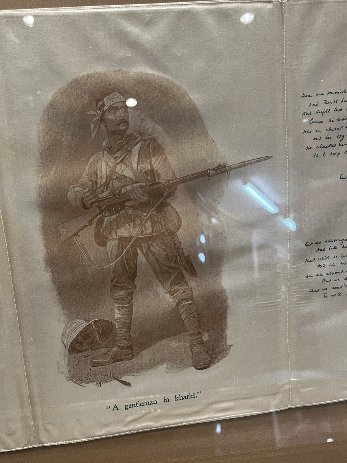 2 ORIGINAL Framed Silk Souvenir From Garrick Theatre, Rudyard Kipling 1899.