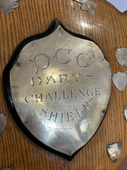 1940-61 Original PCC Darts League Championship Challenge Shield, Silver On Oak.