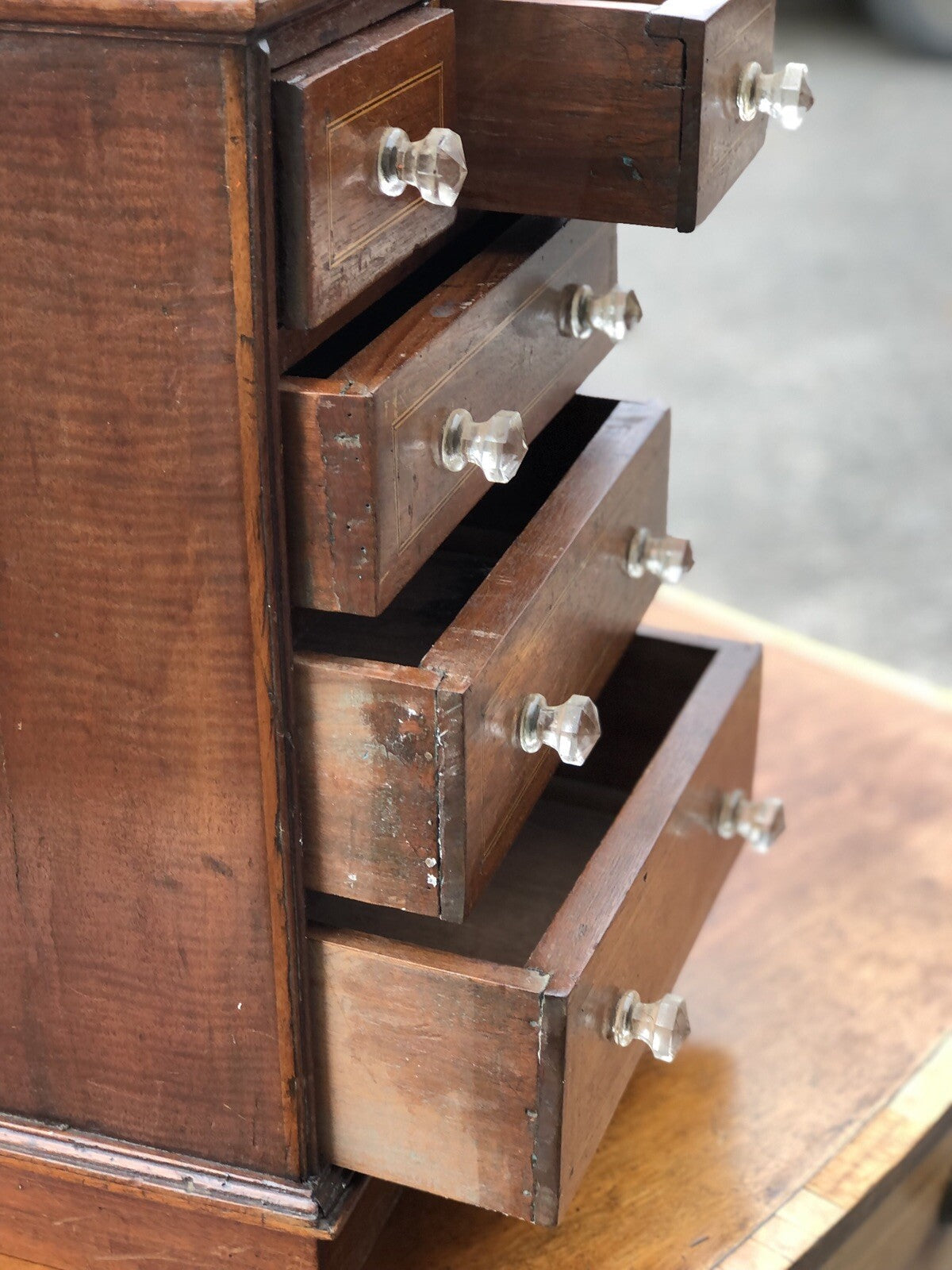 Antique Inlaid Table Top Jewellery/ Trinket Or Collectors Drawers.