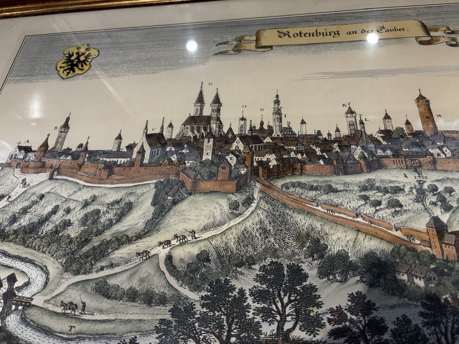 Antique Coloured Engravings  By Conrad Buno Delineaut Of Medieval German Towns