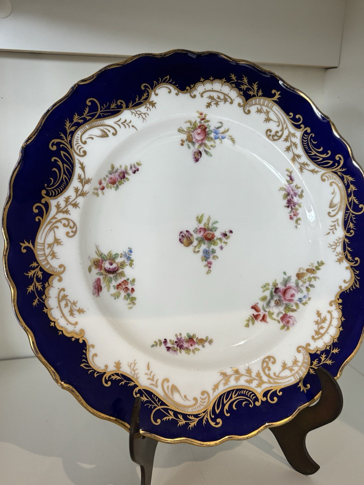 Antique Coalport Cobalt Blue And Gold Decorated Plate