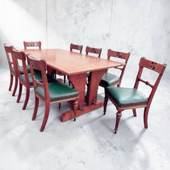 Arts & Crafts Light Oak Dining Table & 8 Chairs. Superb Quality.