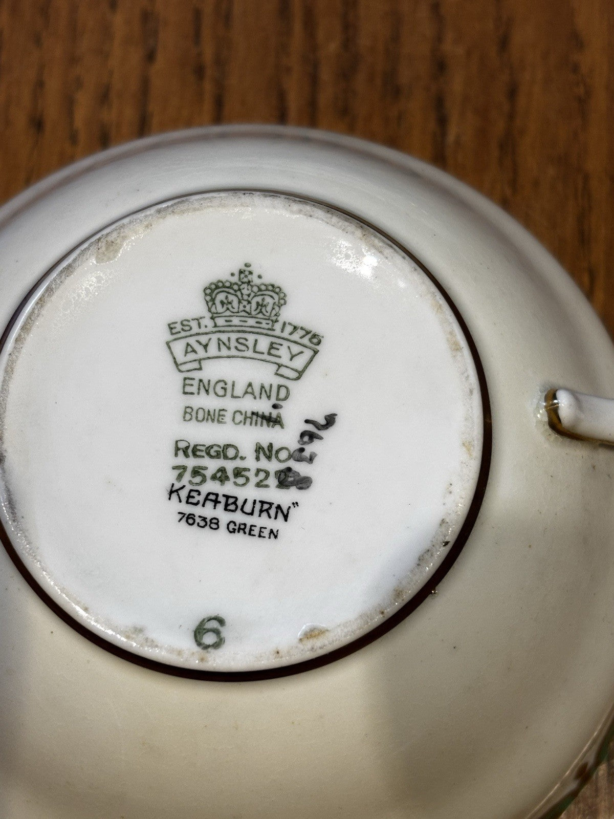 Aynsley Keaburn 7638 Green Soup Cup & Saucer