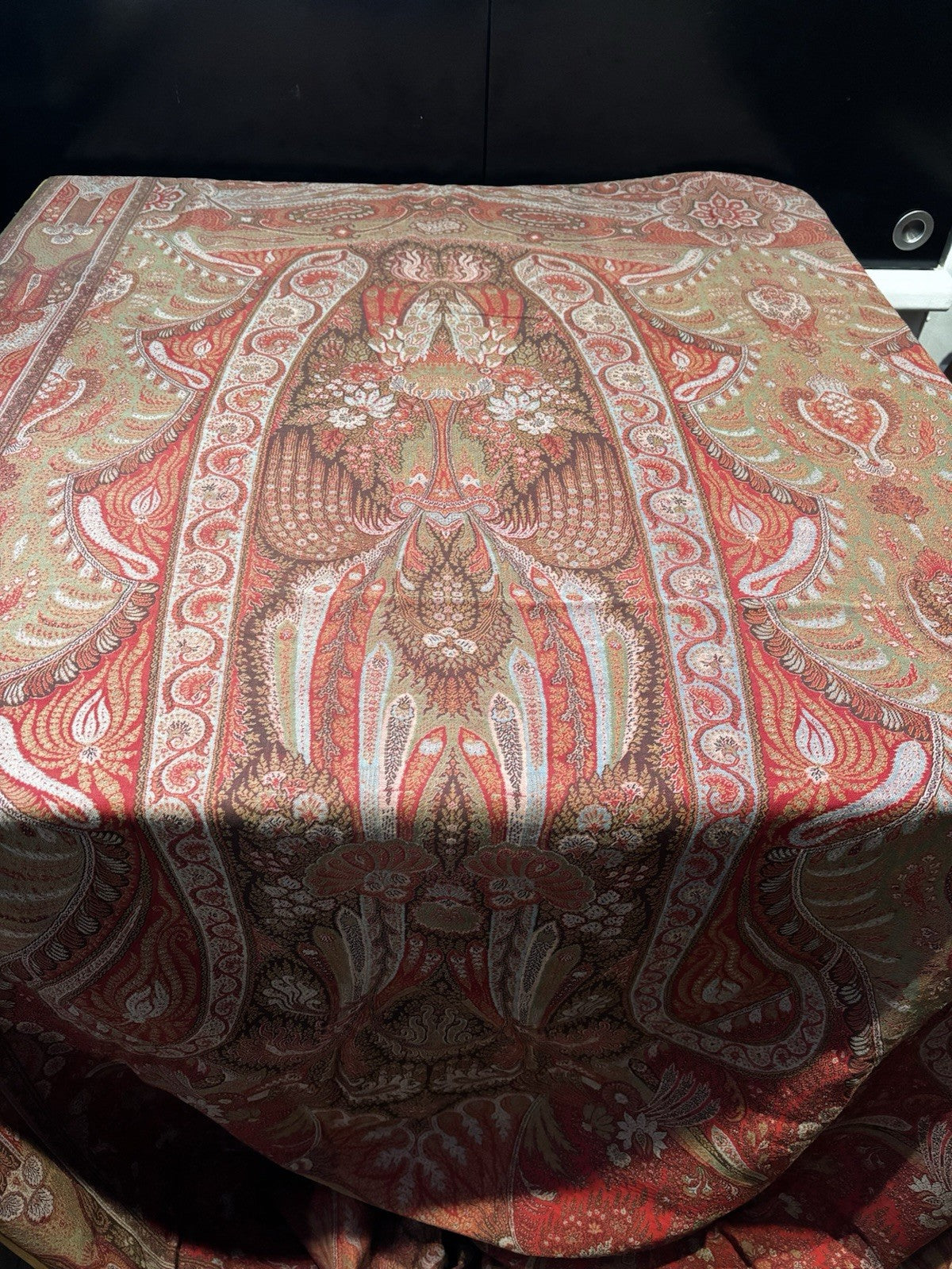 Antique Paisley Textile Table Cloth, Shawl, Table Runner. V Large :- 330x158 Cms