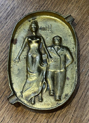 1940-50's Naughty, Risque Double Sided Brass Ashtray