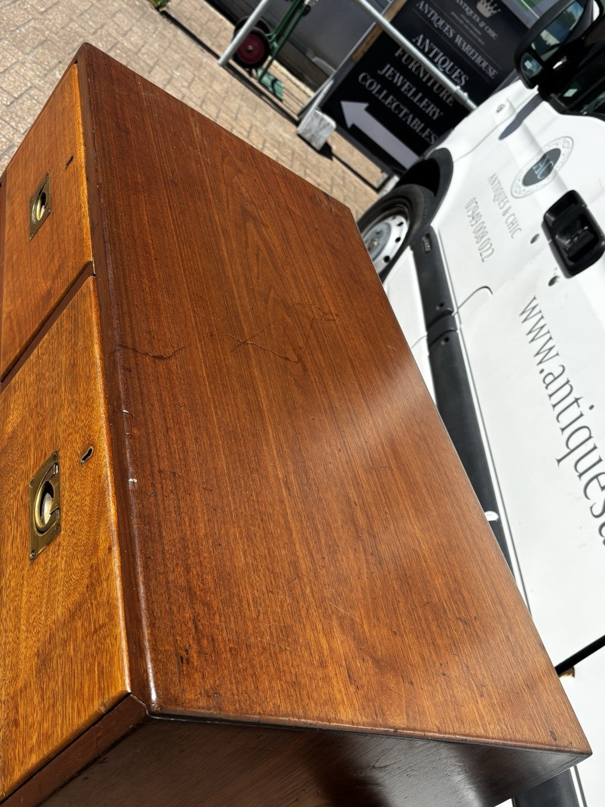 Antique Campaign Chest, Military Chest. Splits In 2 Pieces. Very Good Quality