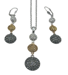 18ct Gold & Rhodium Plated Drop Necklace Earring Set Made With Swarovski Crystal