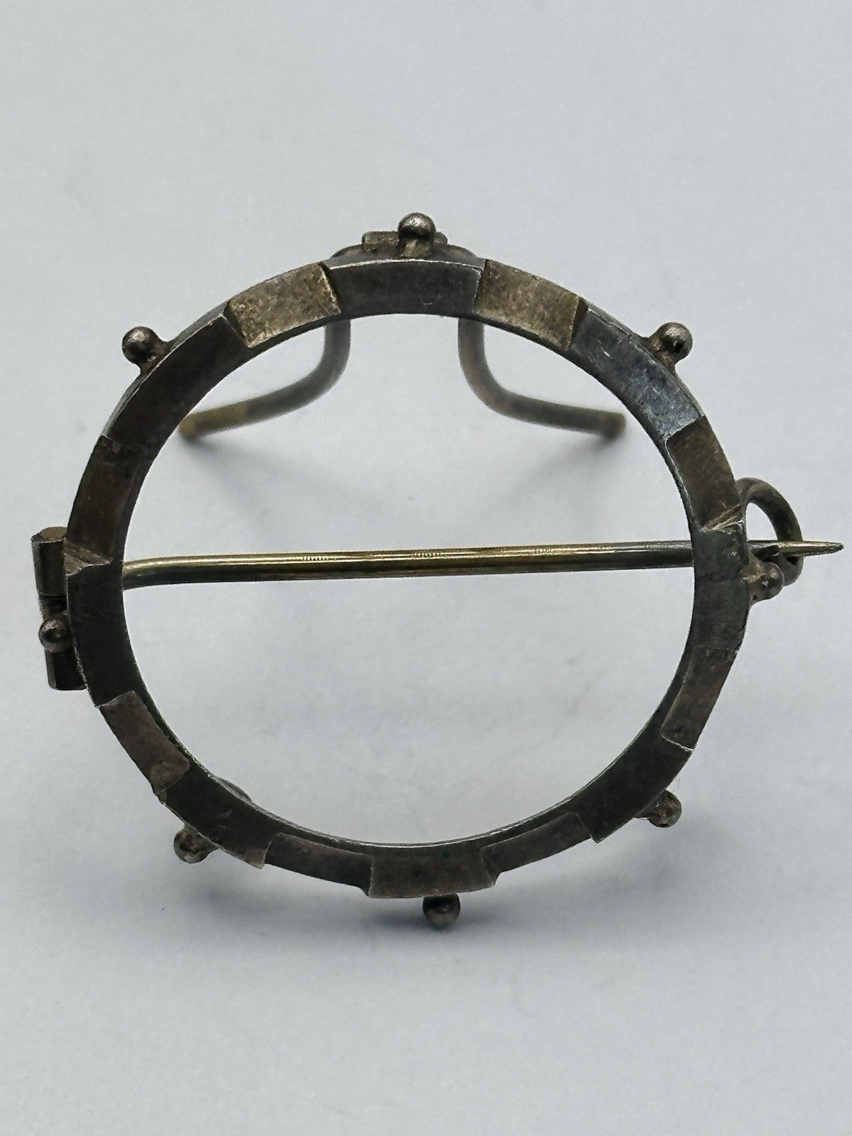 Antique Sterling Silver Gilt Miniature Frame Brooch