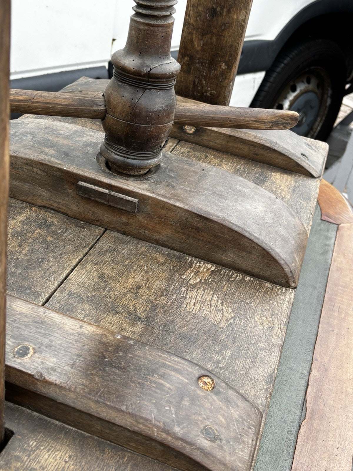 Antique Oak Book Press With Brass Plaque    "All Souls Library"
