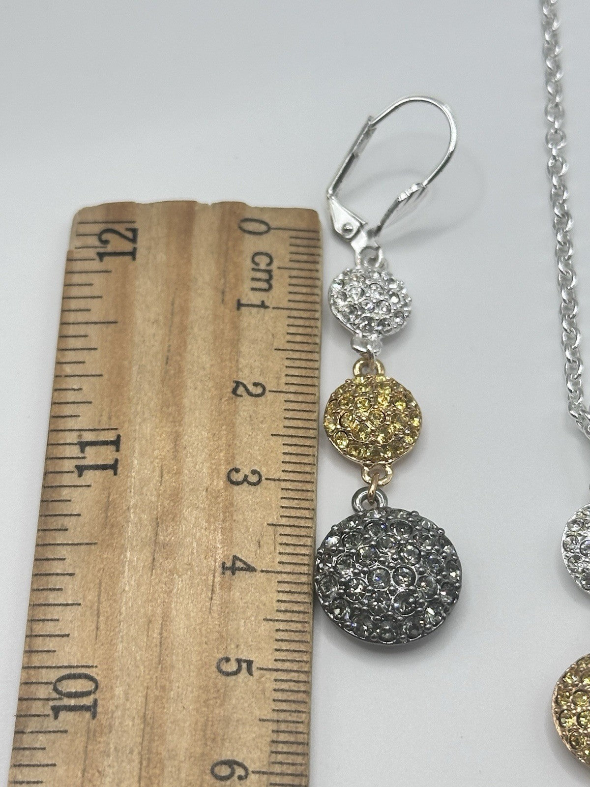 18ct Gold & Rhodium Plated Drop Necklace Earring Set Made With Swarovski Crystal