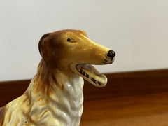 Antique Royal Dux porcelain borzoi dog. Large In Size.