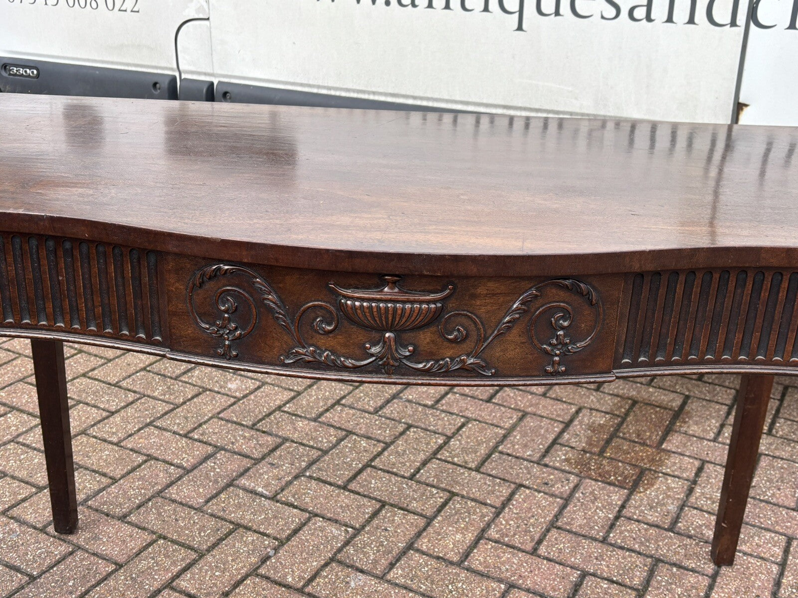 Adams Style Antique Mahogany Console Hall Table, Server. With Central Drawer.