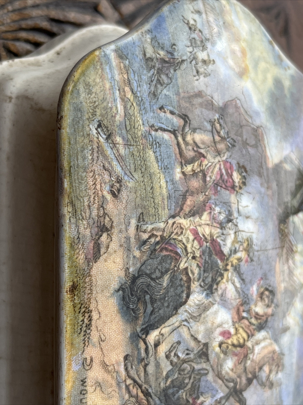 Battle Scene Porcelain Box Decoration Of A Painting after Philips Wouwerman