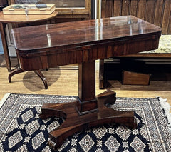 Antique Rosewood Games Table With Fold Over Lid & Card playing area