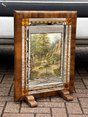 Art Deco Walnut And Glass Fire Screen