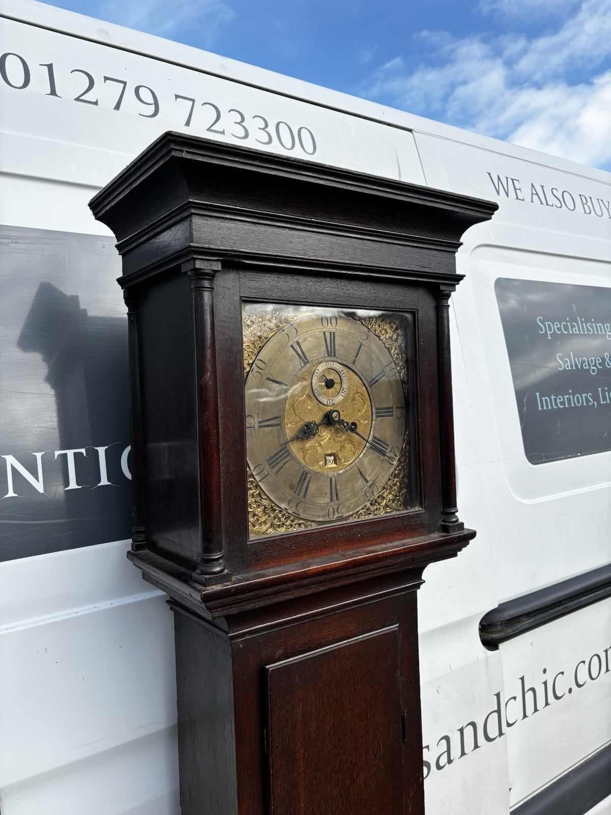 8 Day Longcase Clock, Stevenson Of Stafford. Brass Face.