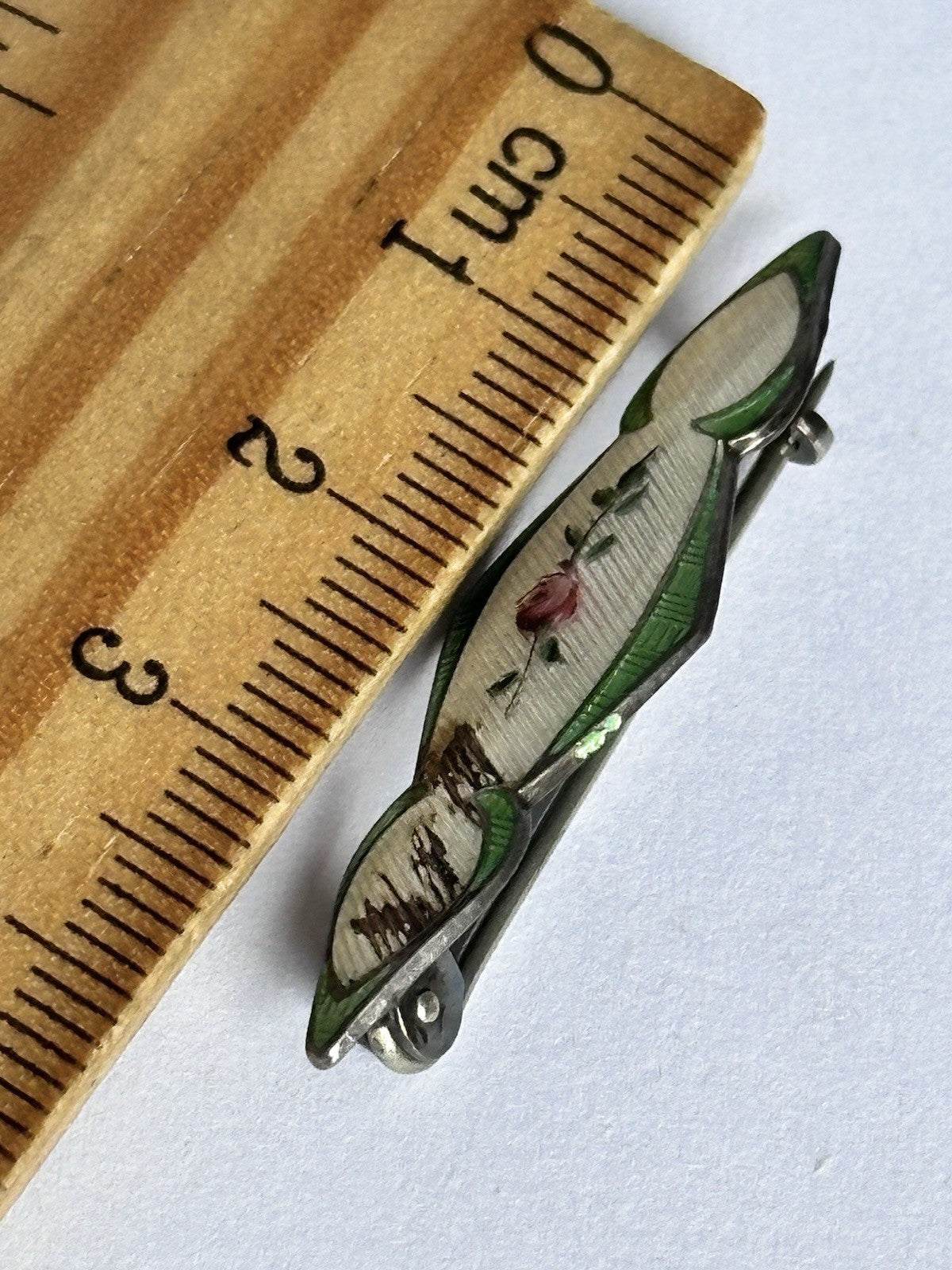 Antique Guilloche Enamel Shirt Studs And Brooch In Original Box A/F