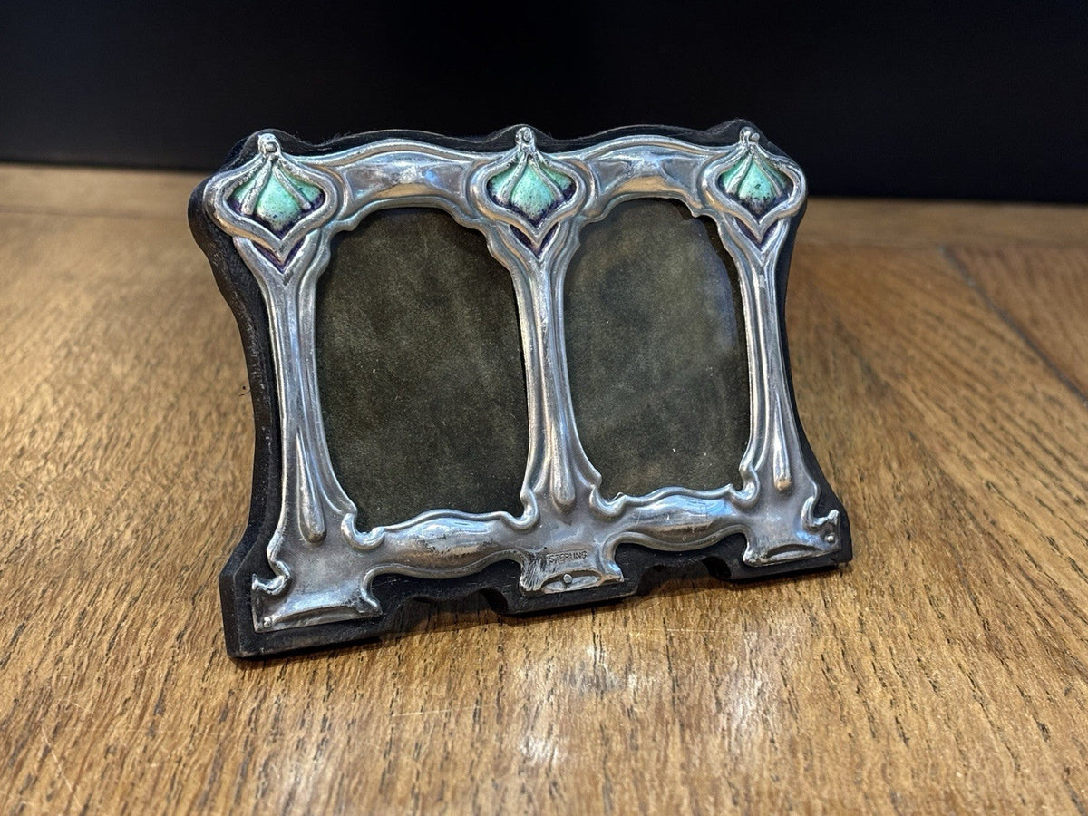Art Noveau Style Silver Double Photo Frame