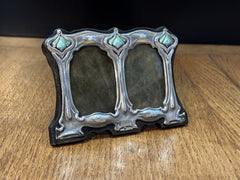Art Noveau Style Silver Double Photo Frame