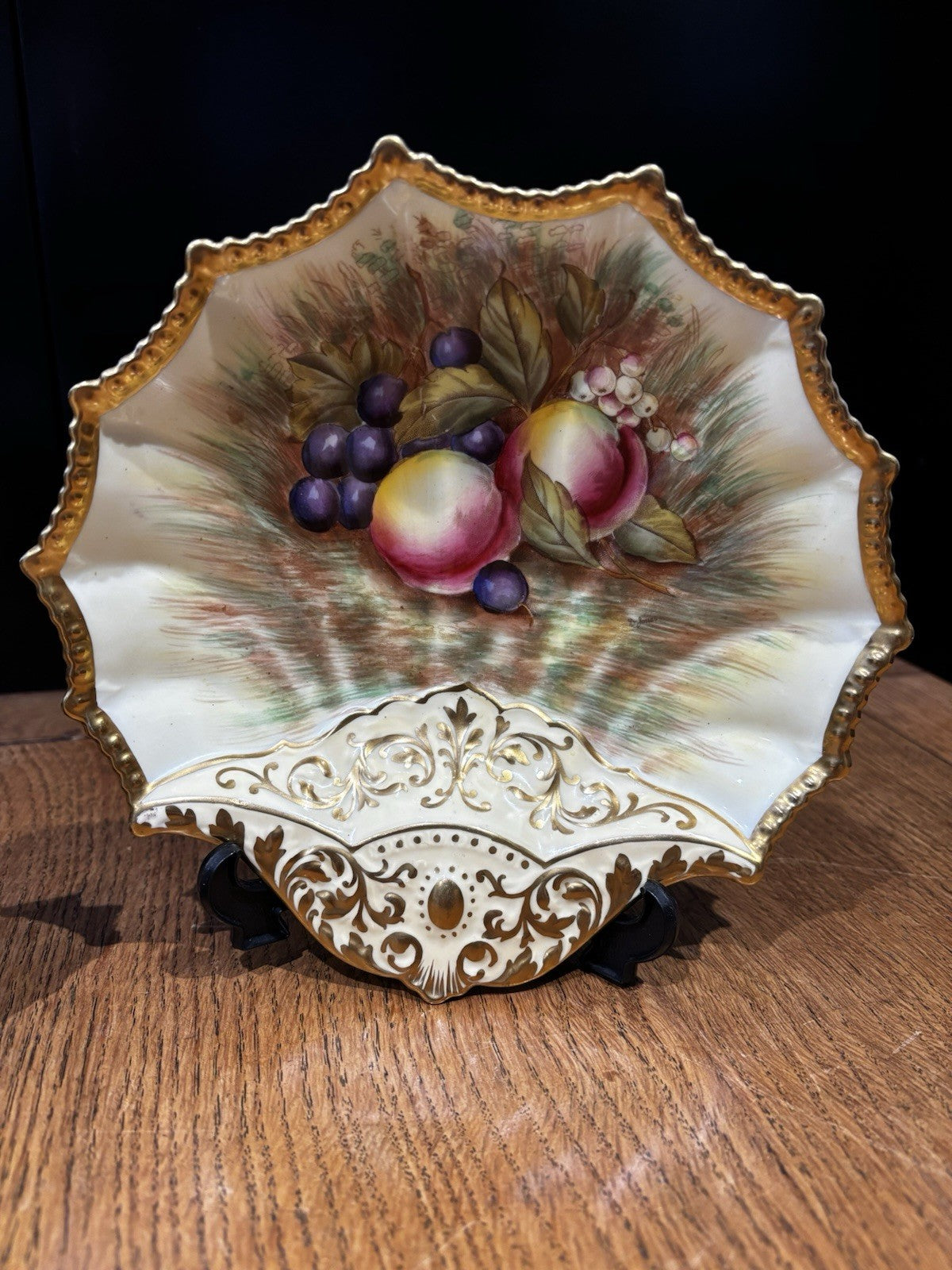 Aynsley Gold Orchard Fruit Pair Of Serving Dishes.  One Signed D Jones