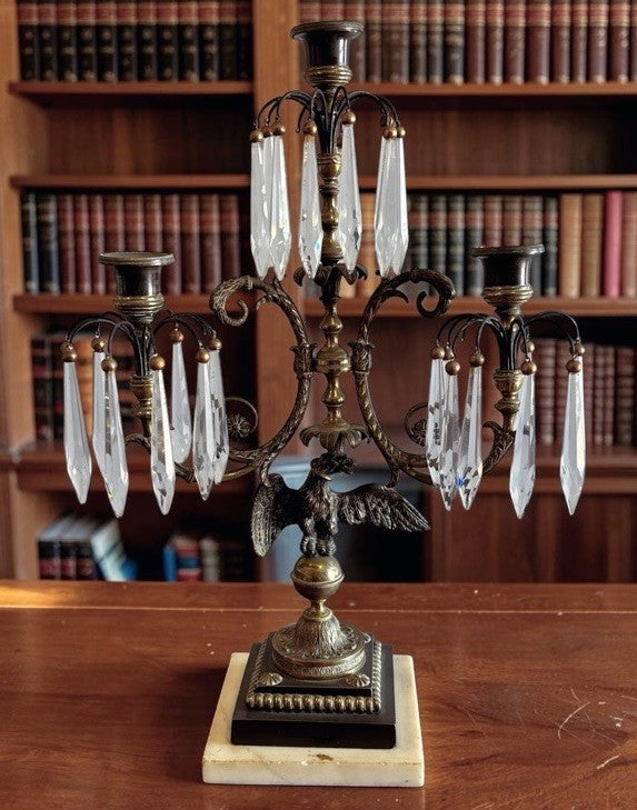 19th Century Gilt Bronze And Gold Gilt Candelabra, Decorated With Birds