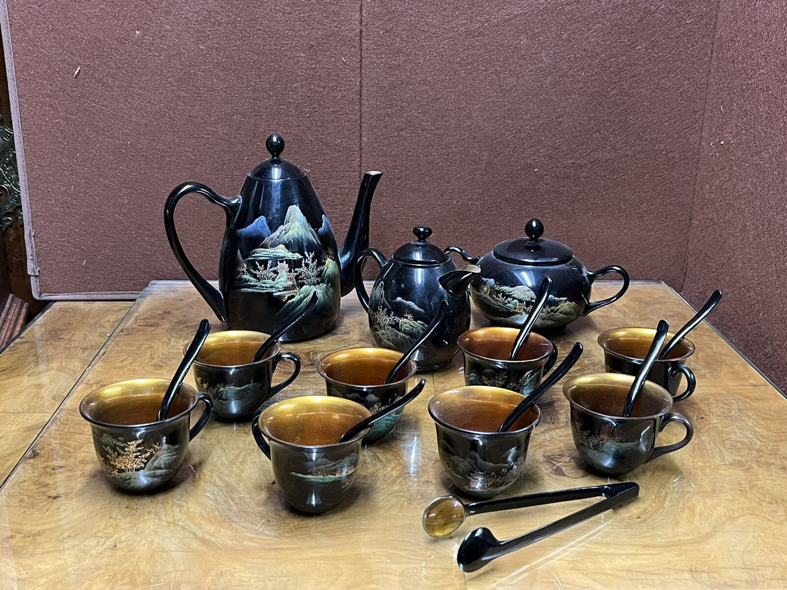 Antique Papier-mâché Tea & Coffee Set. Ship Worldwide