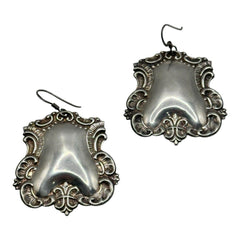 Art Nouveau Sterling Silver Drop Statement Earrings