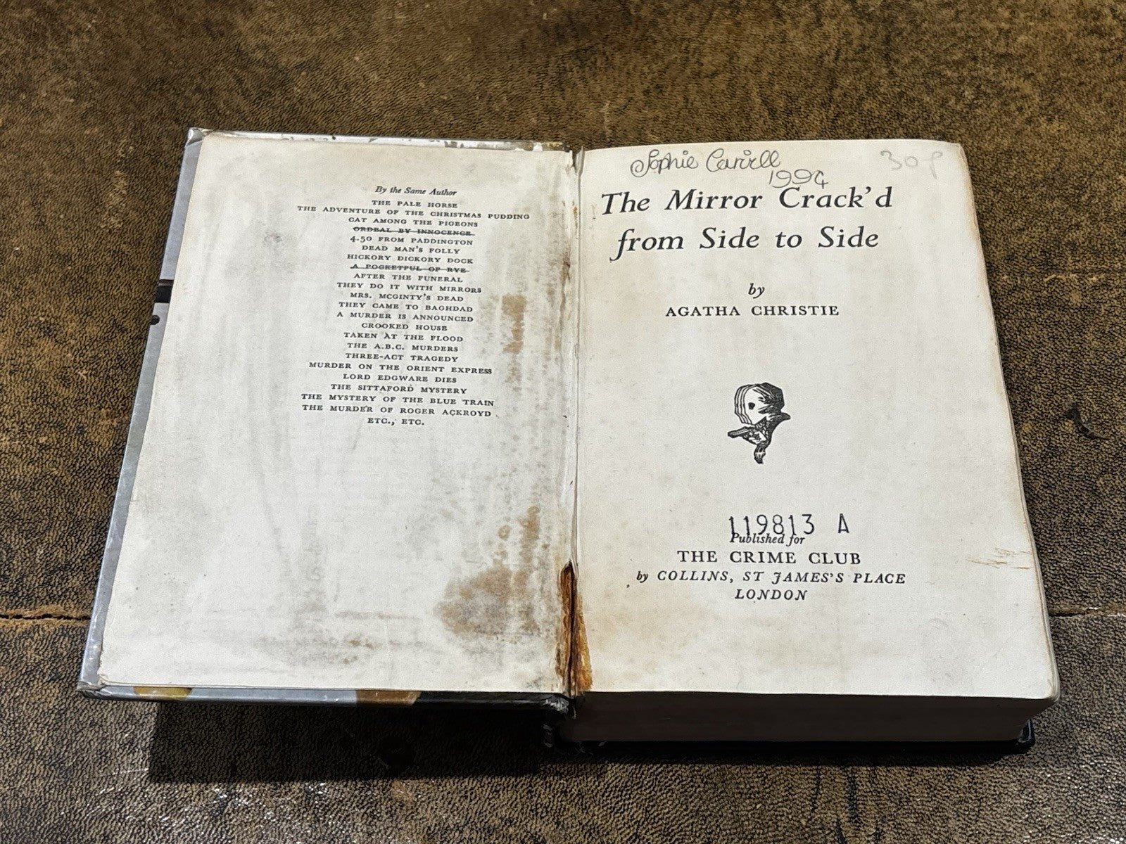 Agatha Christie. The Mirror Crack'd From Side To Side. 1963 Hardback