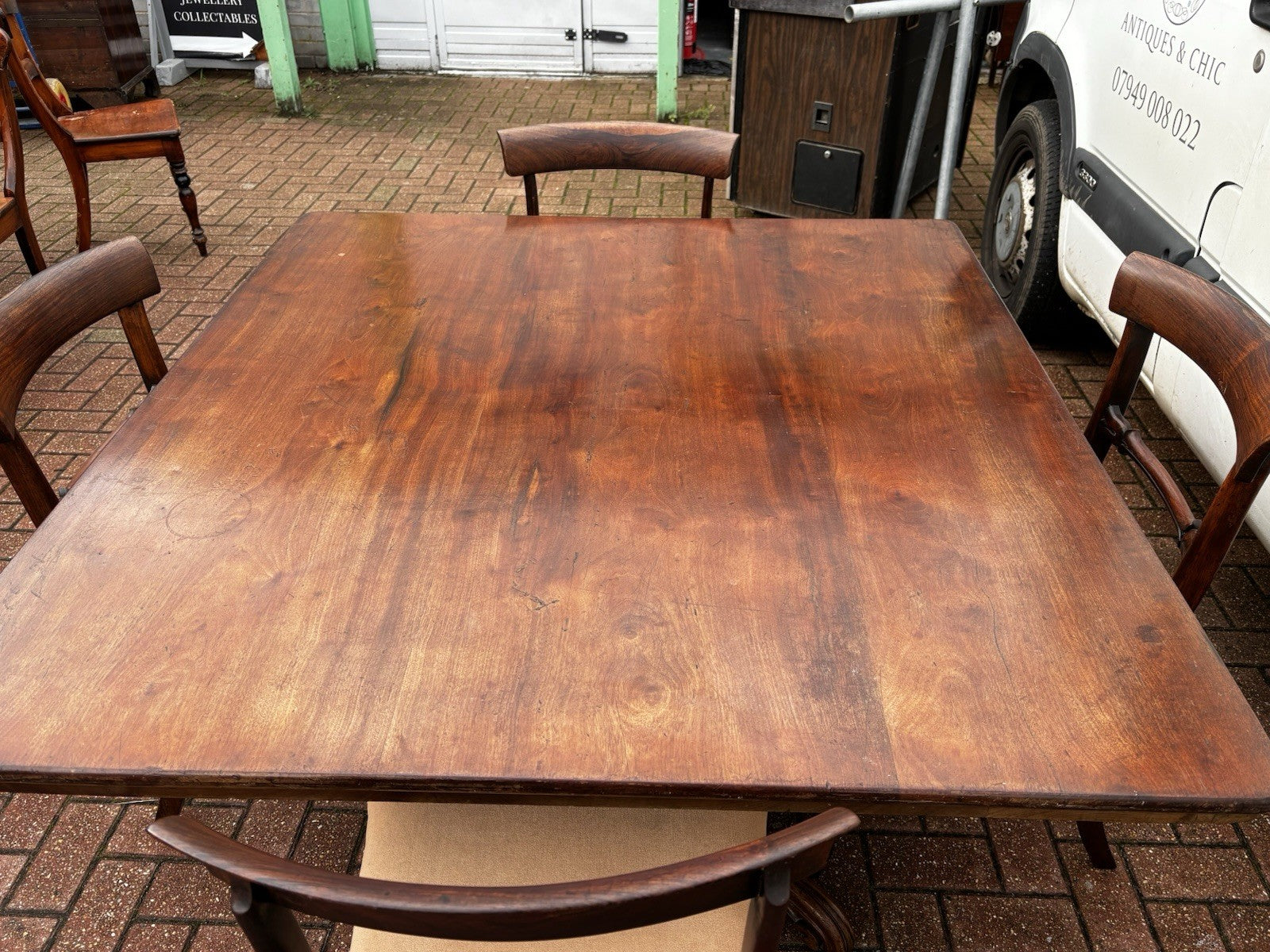 Antique Mahogany Dining Table & 4 Chairs