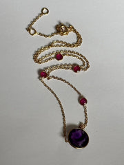 18k Gold Vermeil On 925 Silver Natural Amethyst And Ruby Necklace