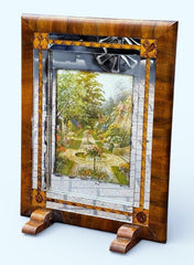 Art Deco Walnut And Glass Fire Screen