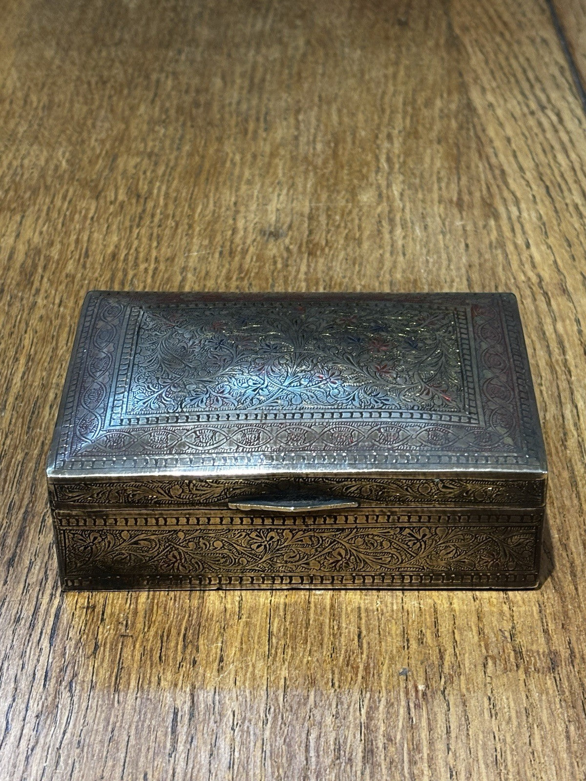 1920's Brass Cigarette Box With Engraved Decoration