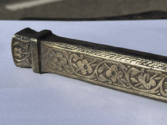 Antique Decorated Brass Inkwell Scribe Holder