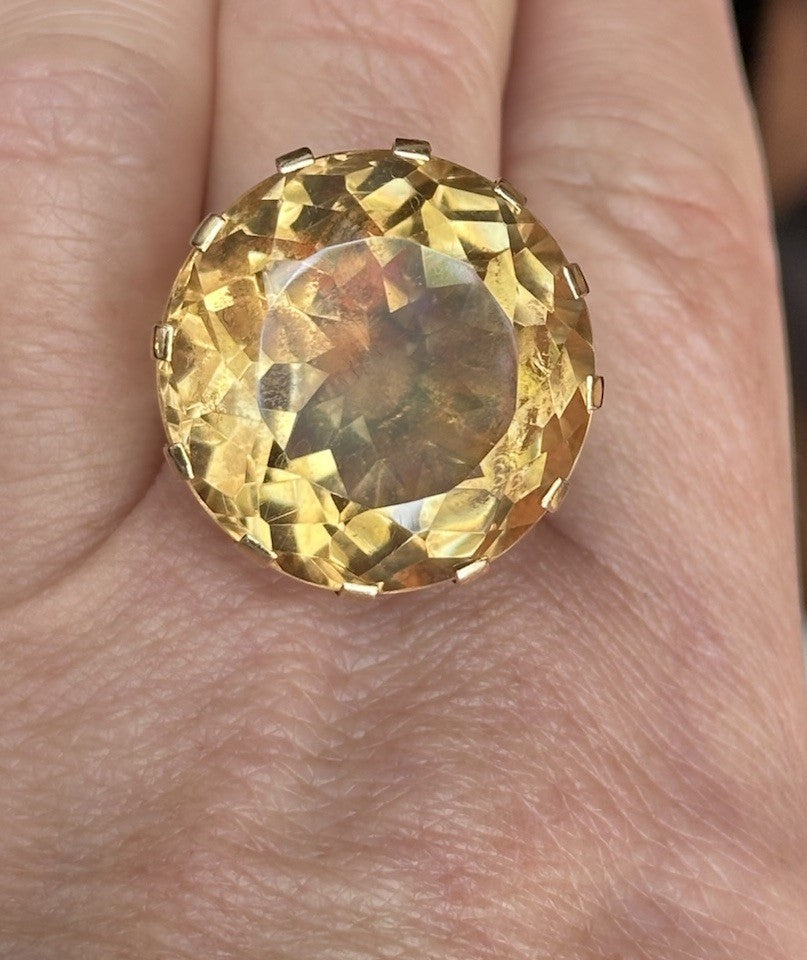 Antique French 18ct Gold Citrine Statement Ring 21.25g