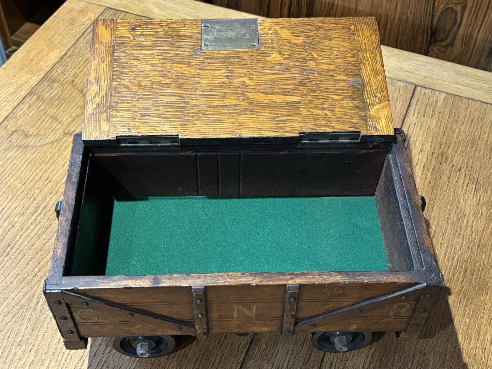 Antique Novelty Railway Coal Truck Trinket Box, Desk Box, Jewellery Box